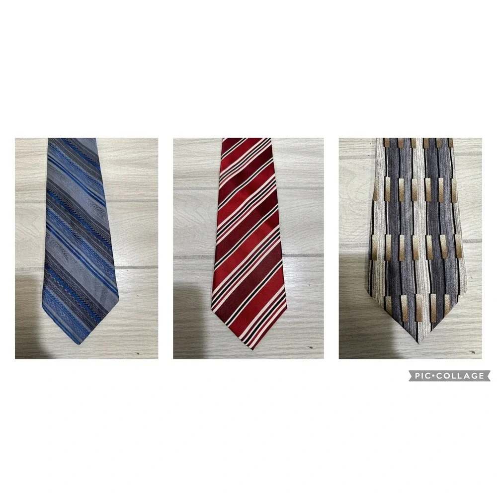 Neck Tie Custom Bundle (Set of 3) Various Patterns, Materials & Lengths -‎ Set H